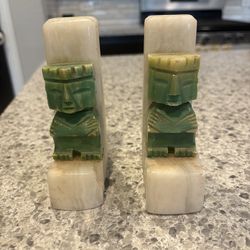 Vintage carved stone Mayan Aztec bookends