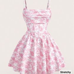 Pink And White Flower Dress