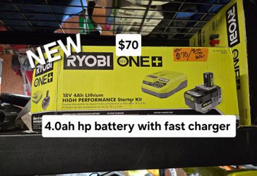 New in box ryobi high performance 4.0ah battery and fast charger $159+tax retail