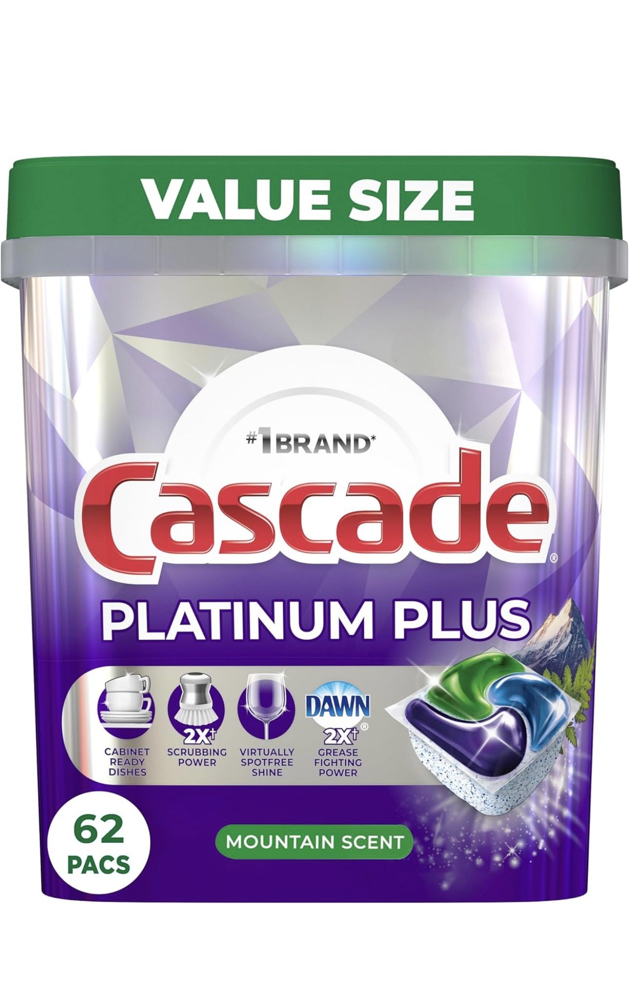 Cascade Platinum Plus Dishwasher Tabs 62 Count