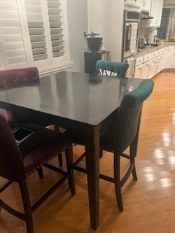 Black dining table. Solid sturdy table
