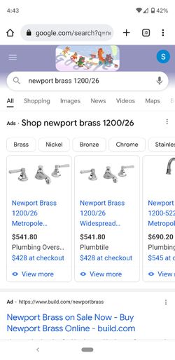 New Newport Brass Faucet 1200/26