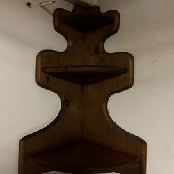 Corner wooden shelf