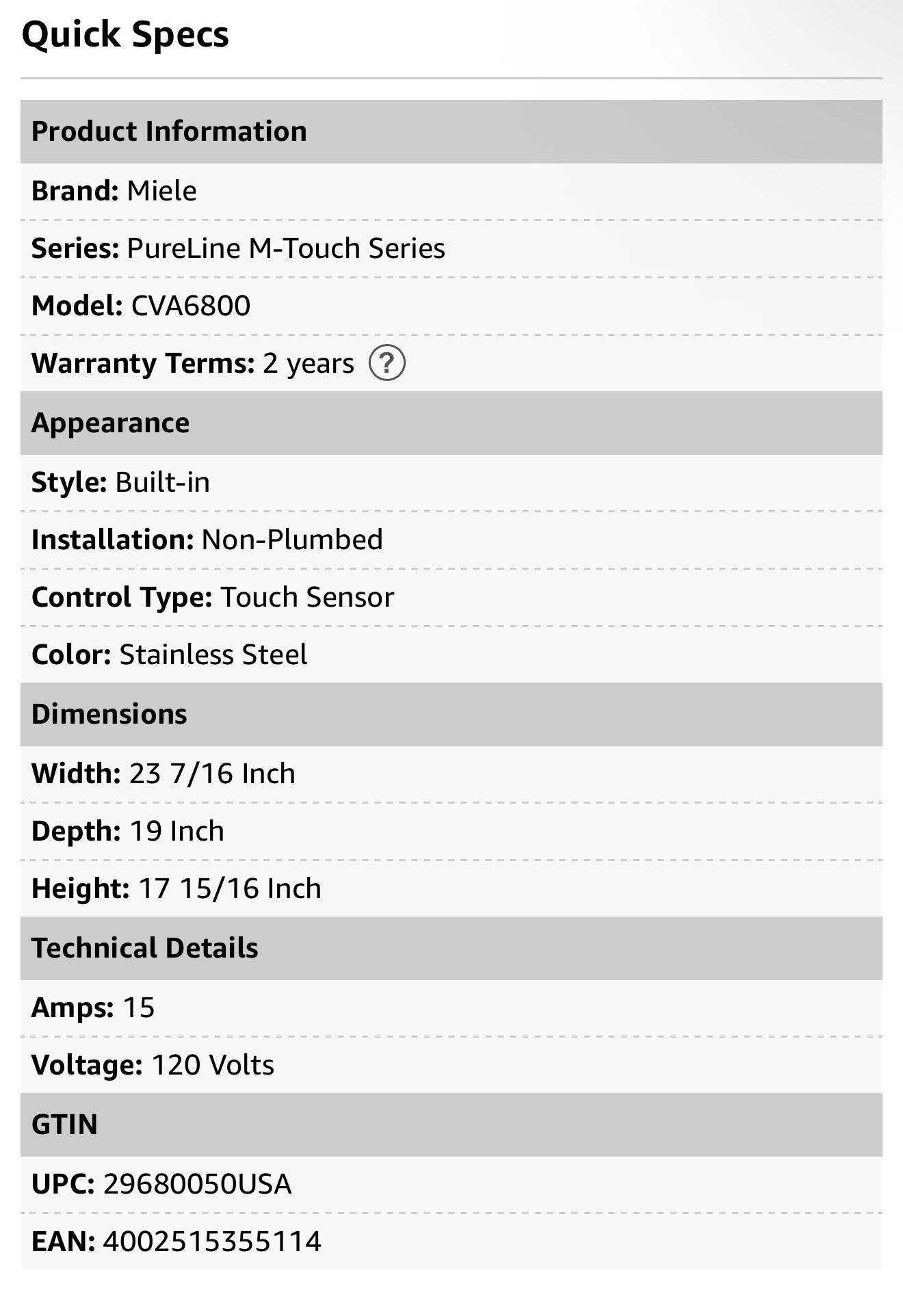 Miele Built In Coffee Machine