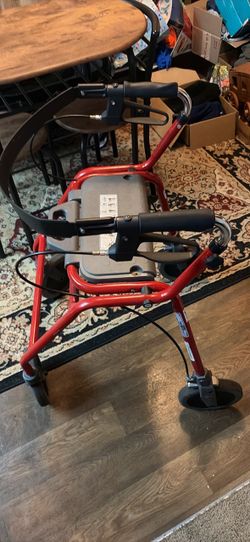 Red Rollator Walker with Hand Brakes