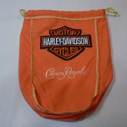 Custom Orange Crown Royal Bag w/ Harley Davidson Patch