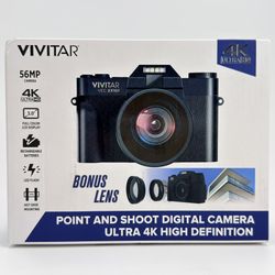 Vivitar VECXX101 4K Point & Shoot Digital Camera 56MP | 8x Zoom | 3" LCD Screen