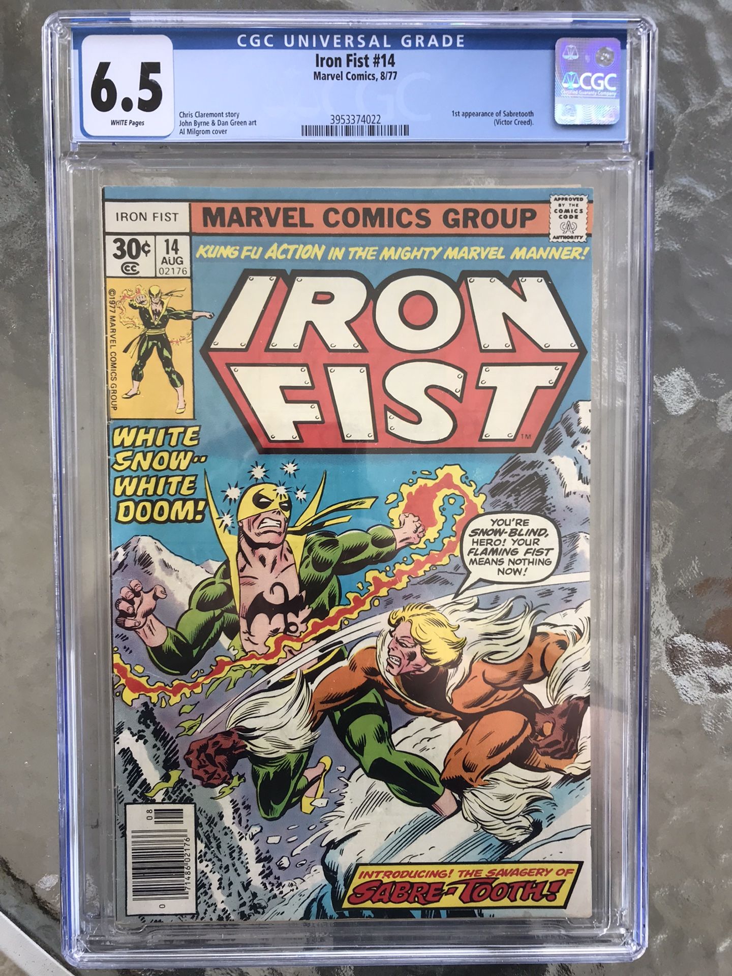 Iron Fist #14 (1977) CGC 6.5 — White Pages; 1st app. of Sabretooth (Creed)