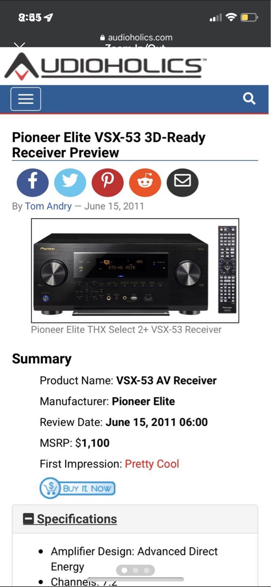 pioneer elite receiver vsx 53