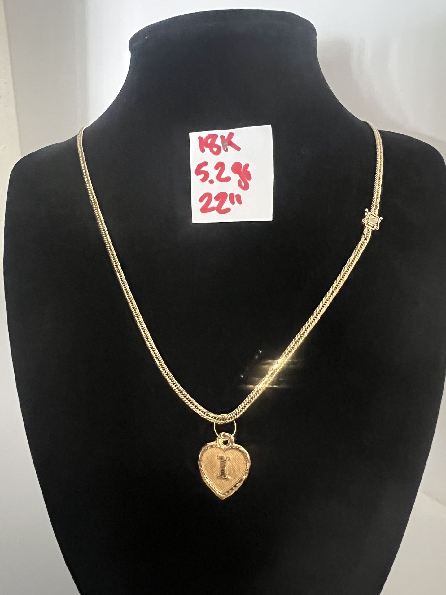 For Wedding 18K Solid Gold Chain and Pendant 5.2Gr 22 Inches Long