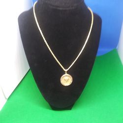 10K Gold Rope Chain with Medusa Pendant with Diamonds