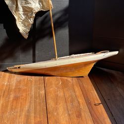 Vintage Wooden Model Boat - For Repair