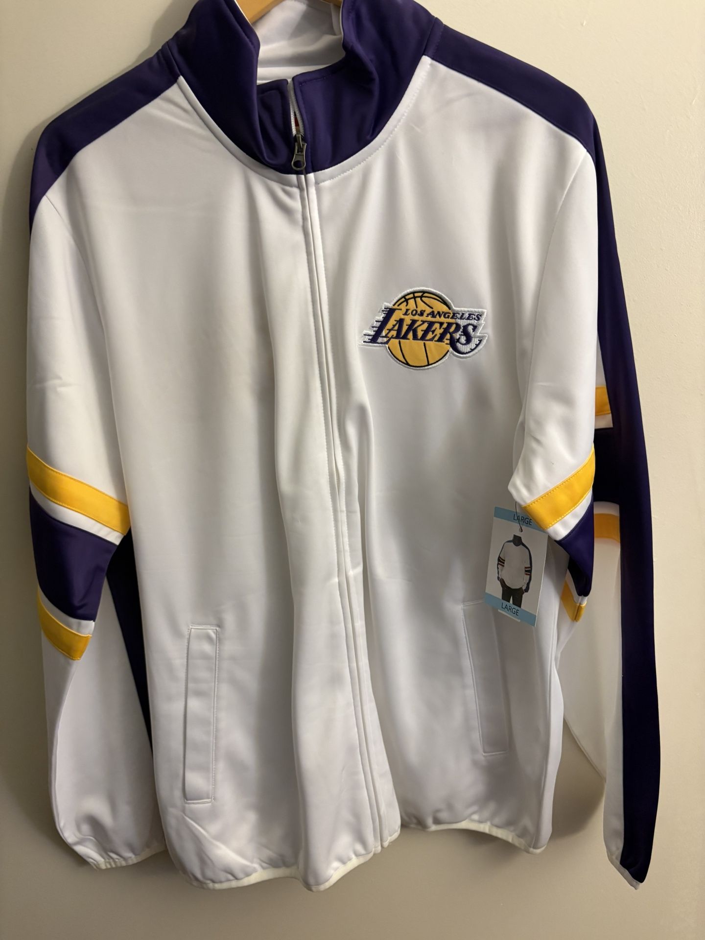 Los Angeles Lakers NBA Track Jacket White Purple Gold – Size Large – Ne