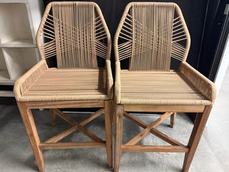 Rope Woven Bamboo Counter Bar Stools Set of 2
