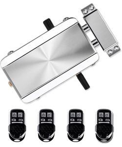 Electronic Door Lock, Zinc Alloy Anti-Theft Remote Door Lock with 4 Remote Controls