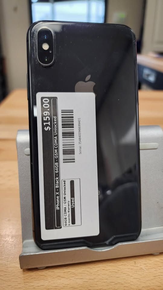 iPhone X - Black - 64GB - GSM CDMA Unlocked - G