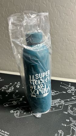 super heroes wear scrubs water bottle