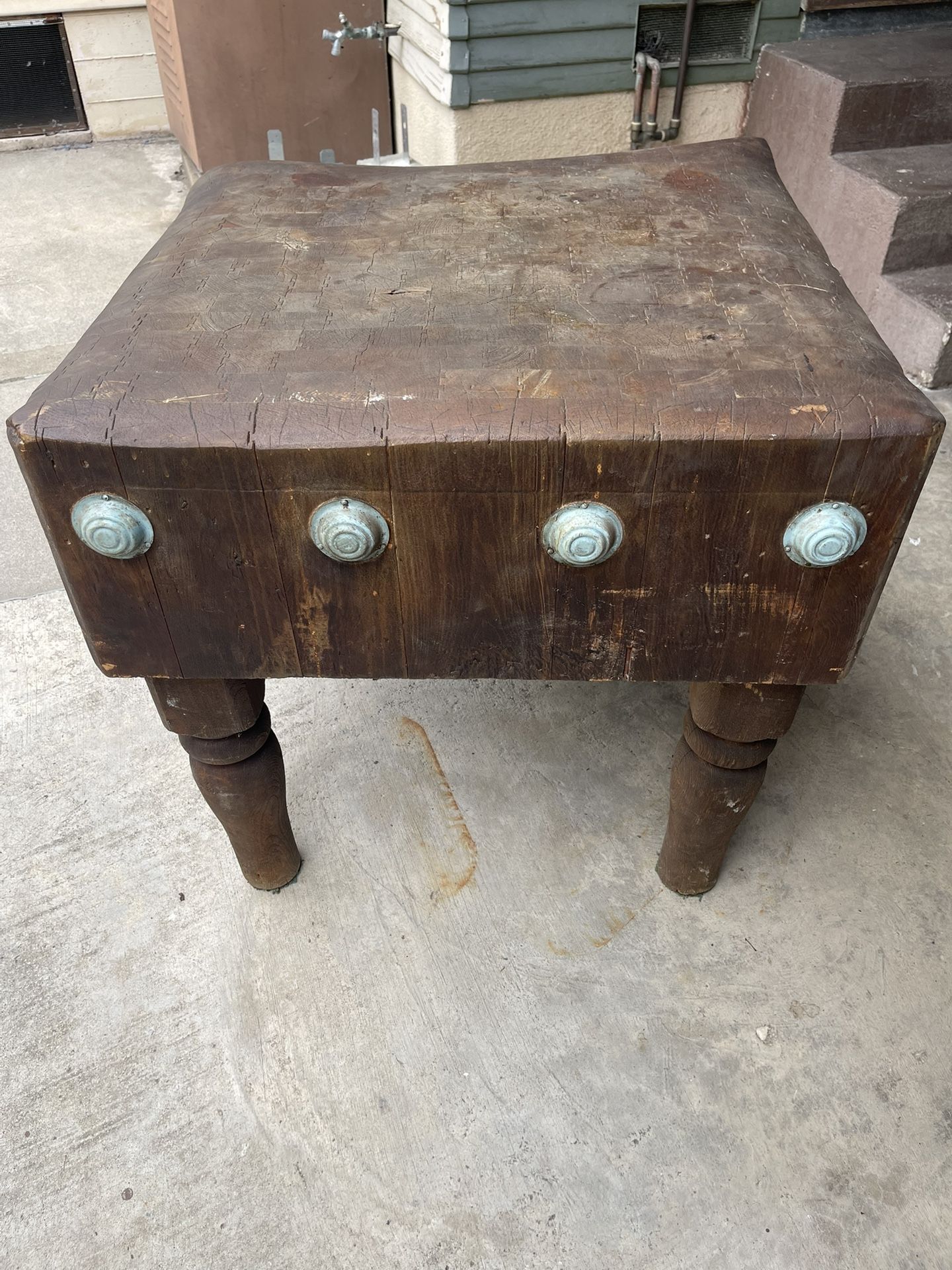 RARE Antique Butcher Block Table. Maple.