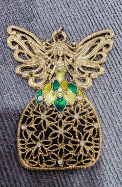 Gold Tone Angel Fairy Enamel Pendant,