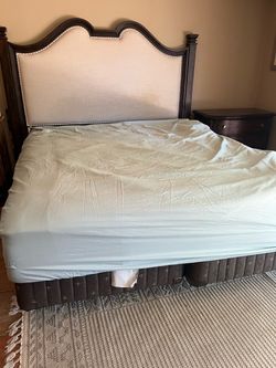 King Bed Frame with Upholstered Headboard