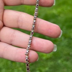 Solid 14k gold natural diamond & ruby tennis bracelet! 8 1/2 grams