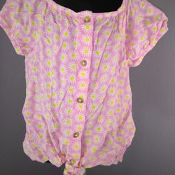 Pink daisy girls top size 7/8
100% rayon

