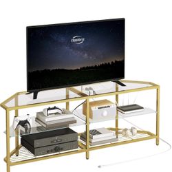 MODERN GOLD/GLASS TV STAND 
