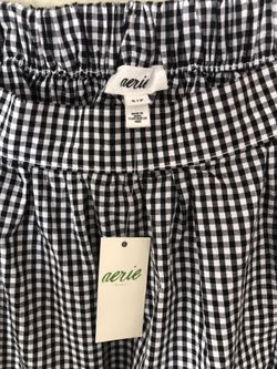Black and White Aerie Ae American Eagle Cotton Gingham Maxi Pleat Skirt Small