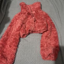 Children's Place Faux Fur Pink Cropped Jacket Shrug Dressy 7-8 