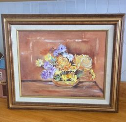 Framed Floral Still Life Oil Painting