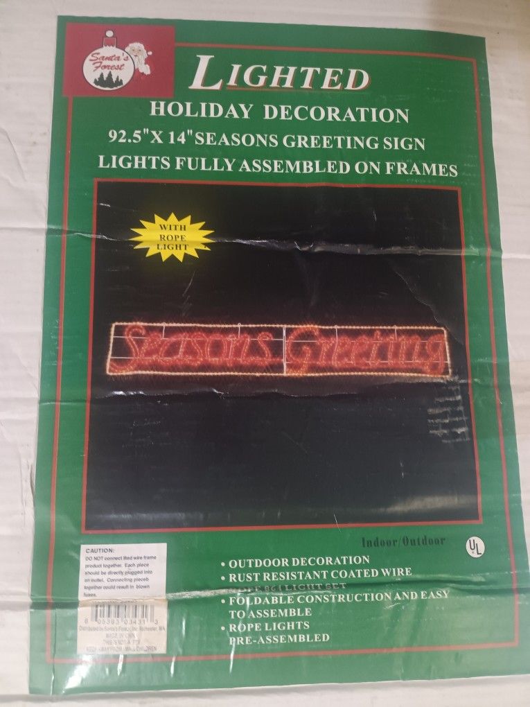 8ftx14inch Seasons Greetings rope light