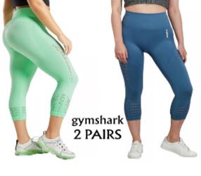 GYMSHARK Energy CROP Seamless HI RISE WAISTED Leggings LOT WOMENS M Yoga Running