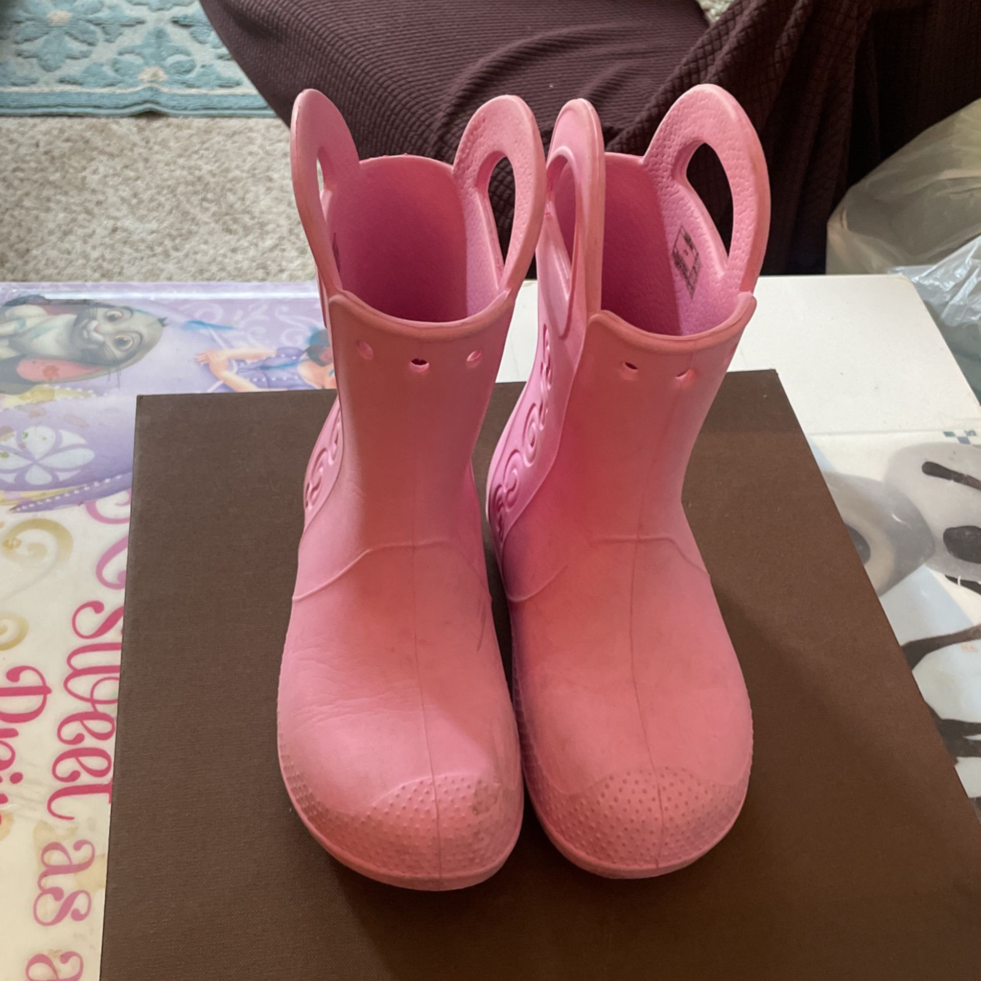 Pink Croc Rain Boots Size 13