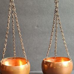 Vintage Coppercraft Guild Hanging Planter Set Of 2