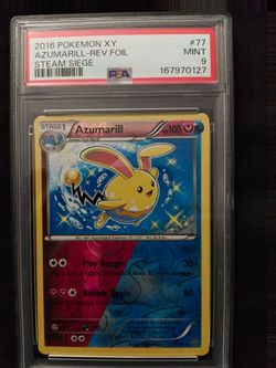 Pokemon PSA 9 Azumarill Shiny Reverse Foil 2016 Pokemon XY Steam Siege