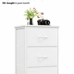 Nightstand Dresser White 3 Drawers 