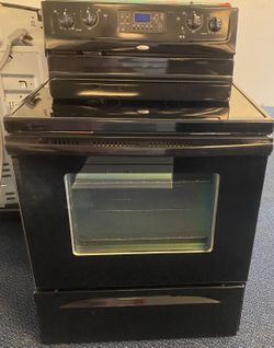 Black Whirlpool Five Burner Glass Top Electric Stove