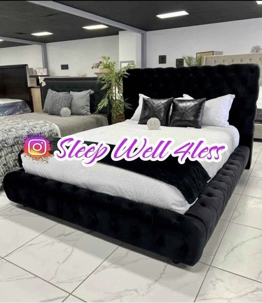 NEW QUEEN BED FRAME AND MATTRESS