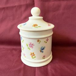 Pretty Flower and Butterfly Porcelain Canister with Lid Specially Made For Lord & Taylor in Japan