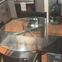 Glass Dining Room Table With Metal Base