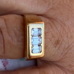 Diamond Emerald Cut .90 Ctw. 3 Stone Diamond Men’s Ring