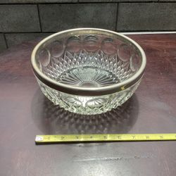 Vintage Silver Rim Thumbprint Large Bowl