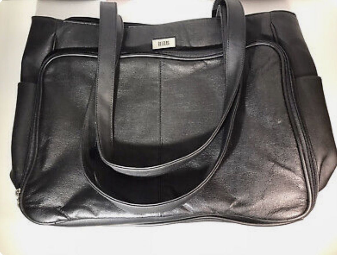 Bill Blass Black Soft Leather Laptop or Overnight Shoulder Bag
