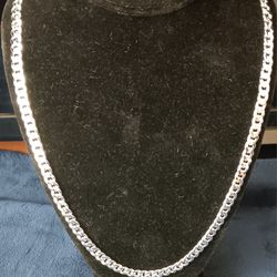 24" Silver Cuban Chain Necklace 
