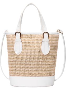 Women's Straw Crossbody Bag - Handwoven Summer Beach Purse with Top Handle, Bohemian Shoulder Tote for Vacation