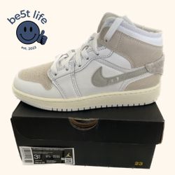 Air Jordan 1 Mid SE Craft Inside Out White Sail (GS)