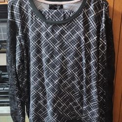 Large Rene Rofe Womens  2 Piece Pajama Set Lace Trim Drawstring Waist Black