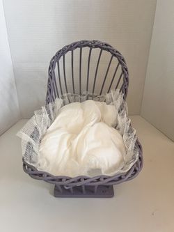 Antique Vintage Baby Doll Rocking Cradle/ Wood & Wicker 