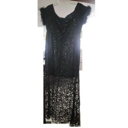 Black Evening Dress w/Sequin & Glitter