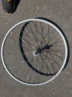Road bike front wheel.